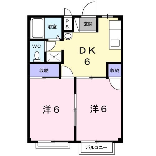 シティハイツ日出(2DK/2階)の間取り写真