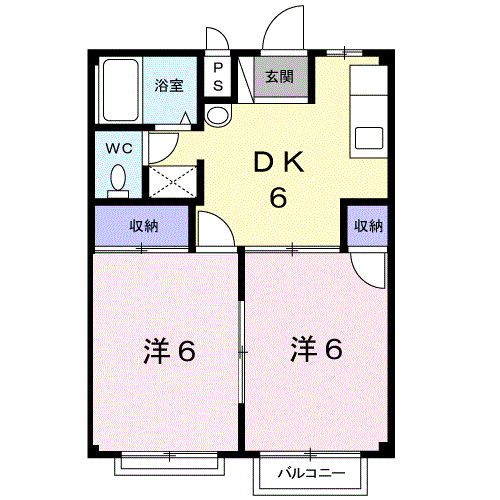 シティハイツ日出(2DK/1階)の間取り写真