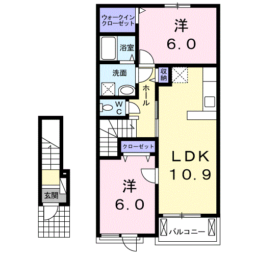 フラン・アンジュ(2LDK/2階)の間取り写真