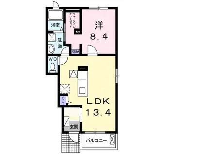 ラインハイム豊岡(1LDK/1階)の間取り写真