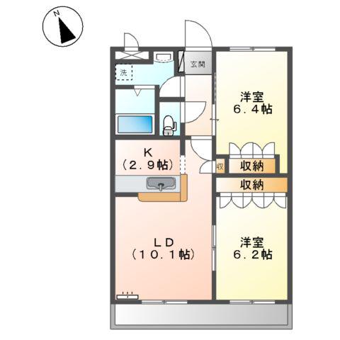 ベルエポック(2LDK/2階)の間取り写真