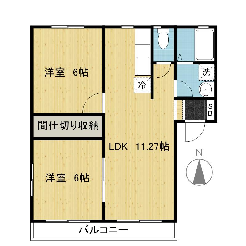 ペガサス(2LDK/1階)の間取り写真