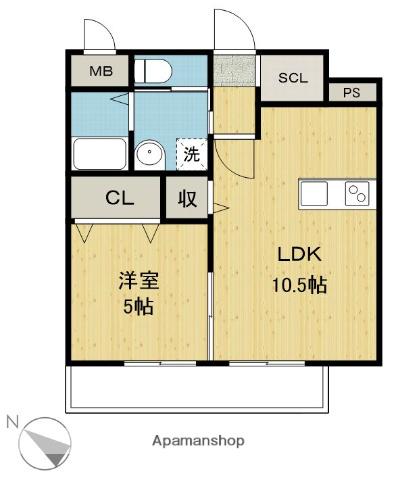 日豊本線 別府大学駅 徒歩18分 9階建 築5年(1LDK/6階)の間取り写真