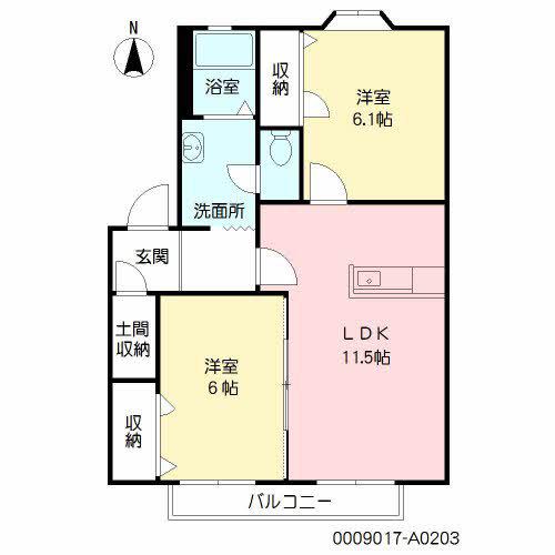 ミカコーポ1番館(2LDK/2階)の間取り写真