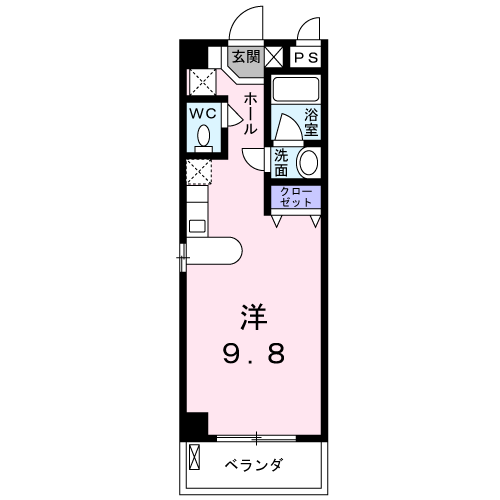 サンライズヒルズ(1K/3階)の間取り写真