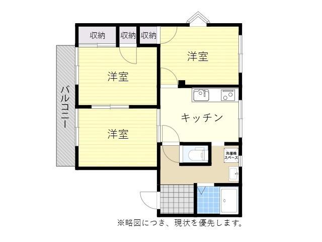 グランドメゾン21A棟・B棟・C棟(3DK/2階)の間取り写真