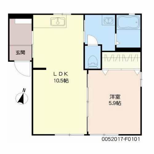 美し浜F(2K/1階)の間取り写真