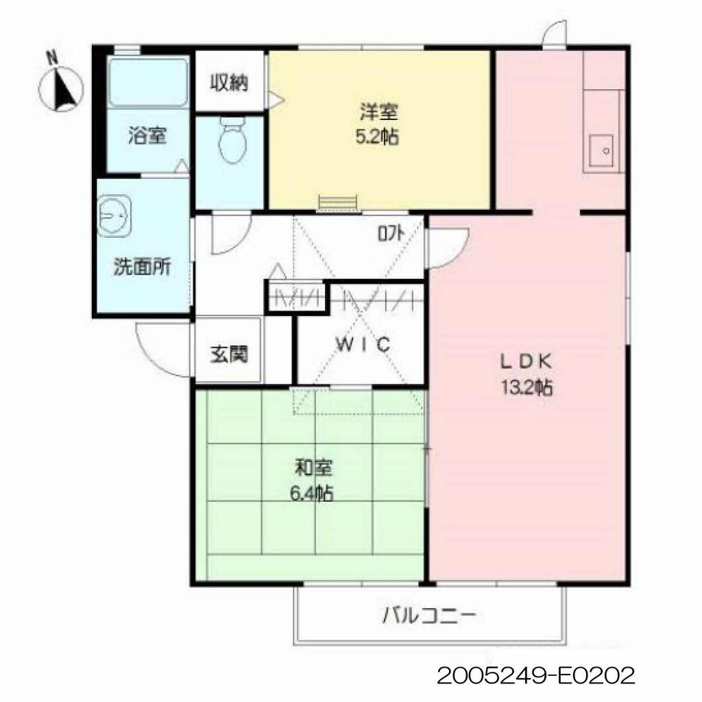 ベイサージュ豊岡  E棟(2LDK/2階)の間取り写真