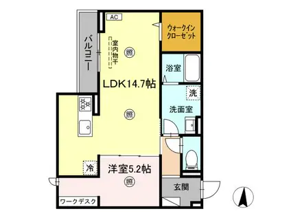 グランヒルHS石垣(1LDK/3階)の間取り写真