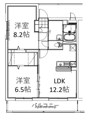 プレゾン平田(2LDK/1階)の間取り写真