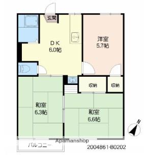 グリーンプラザ鶴見 B棟(3DK/2階)の間取り写真