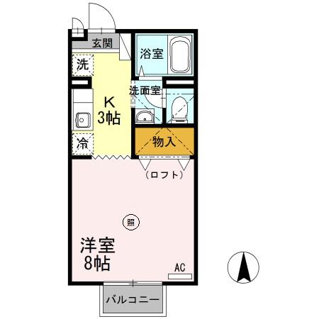 SEJOURキャラ(1K/2階)の間取り写真