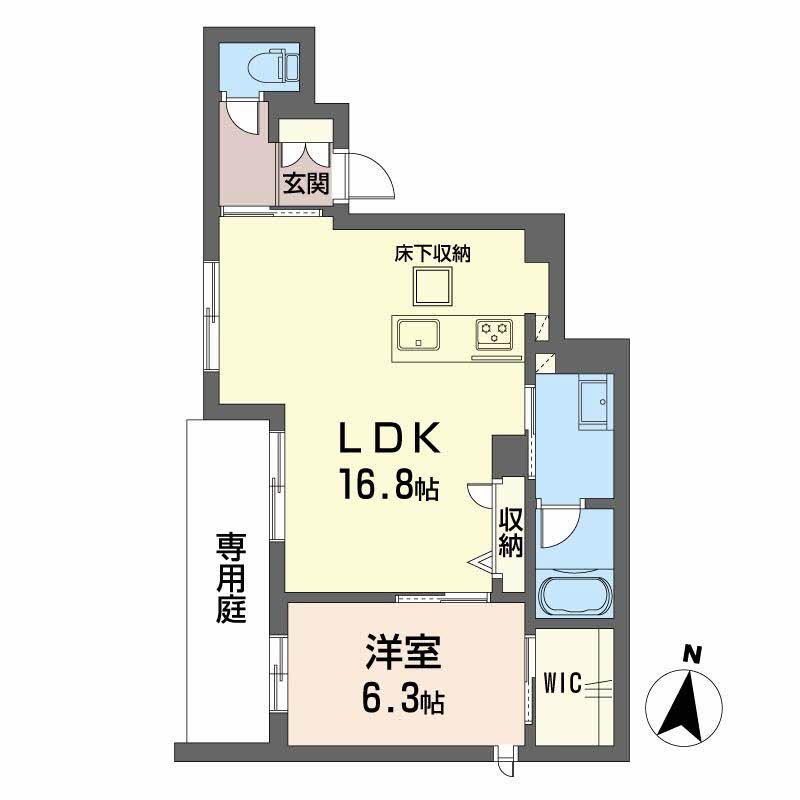 シャーメゾン別府駅前(1LDK/1階)の間取り写真