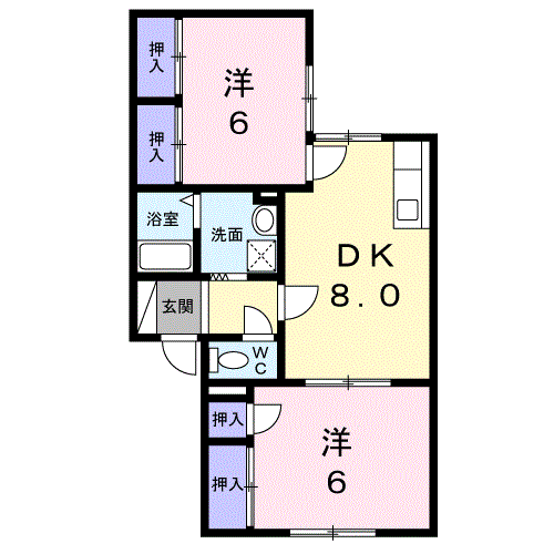 フローレンス森(2DK/2階)の間取り写真