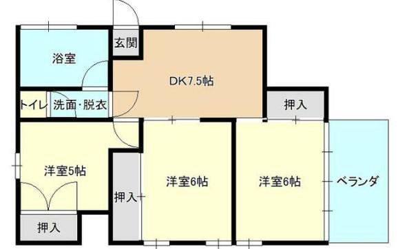 第2川本ビル(2DK/3階)の間取り写真