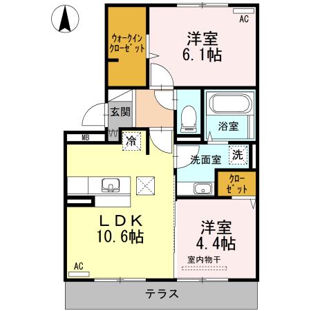CLAIR PINE(2LDK/1階)の間取り写真