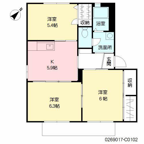 リバーサイド北浜  C棟(3K/1階)の間取り写真