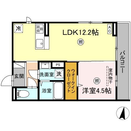 サニーサイド幸町I(1LDK/2階)の間取り写真