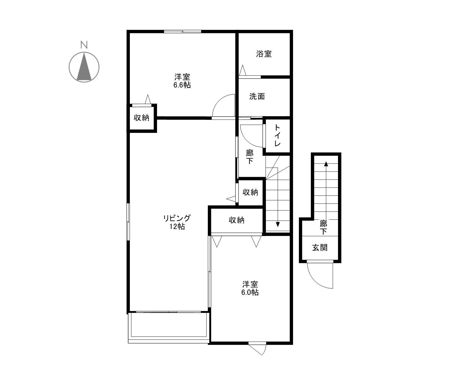 オアシス大内Ⅰ(2LDK/2階)の間取り写真