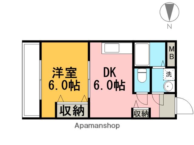 ヴィラウェリントン(1DK/4階)の間取り写真