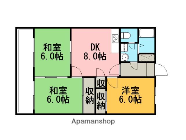 松岡ビルⅡ(3DK/4階)の間取り写真