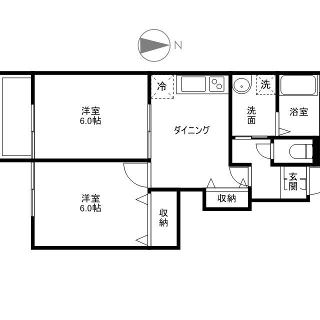 PALERMO Ⅰ(2DK/1階)の間取り写真