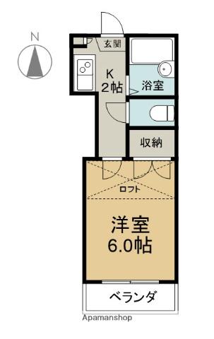 賀来レジデンス(1K/2階)の間取り写真