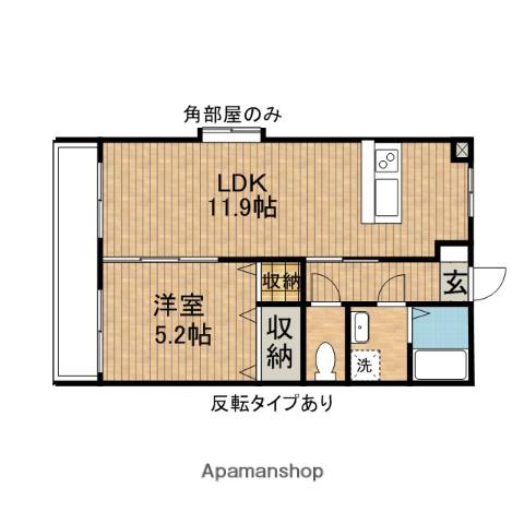 ユーミー奥田(1LDK/2階)の間取り写真