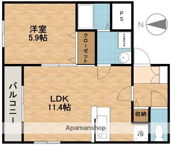 グランドヒルズ坂ノ市(1LDK/1階)の間取り写真