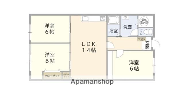 三和コーポ岩田町(3LDK/11階)の間取り写真