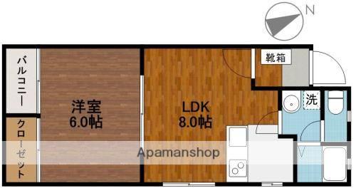 メゾン山一(1LDK/4階)の間取り写真