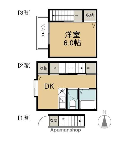 アフラン・シール上野町(1DK/2階)の間取り写真