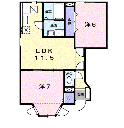 エスポアールⅢ(2LDK/1階)の間取り写真