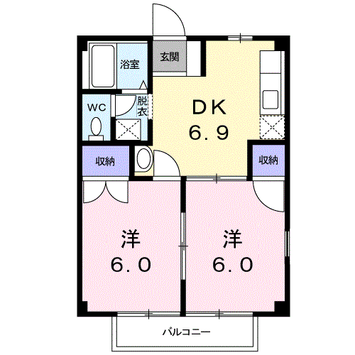 ヌーベルメゾン(2DK/2階)の間取り写真
