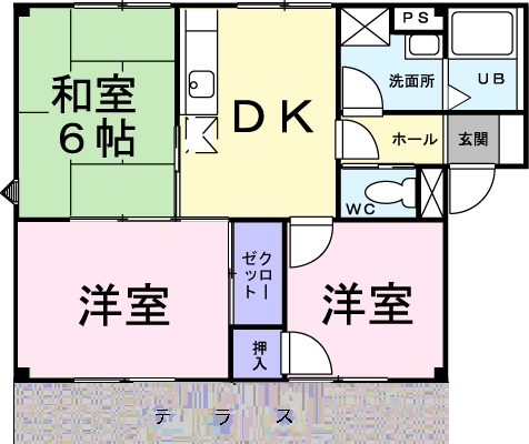 プラドールB(3DK/1階)の間取り写真