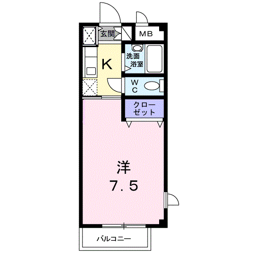 ヴェルジュ・マ・メゾン(1K/1階)の間取り写真