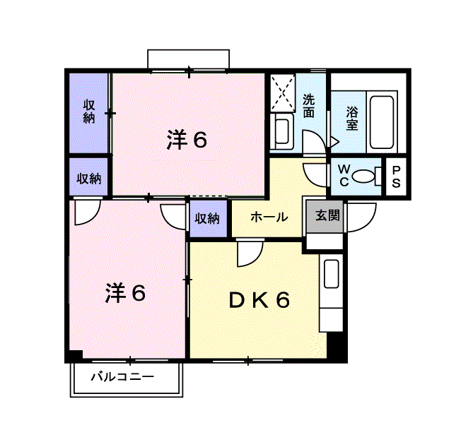 サンハイムB(2DK/2階)の間取り写真