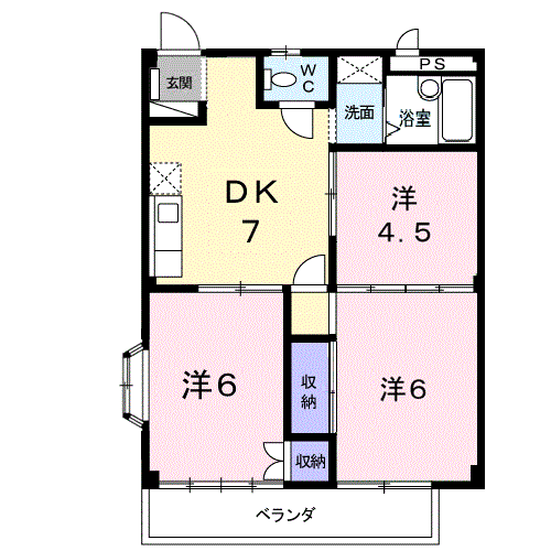 シティハイツハサマ(3DK/1階)の間取り写真