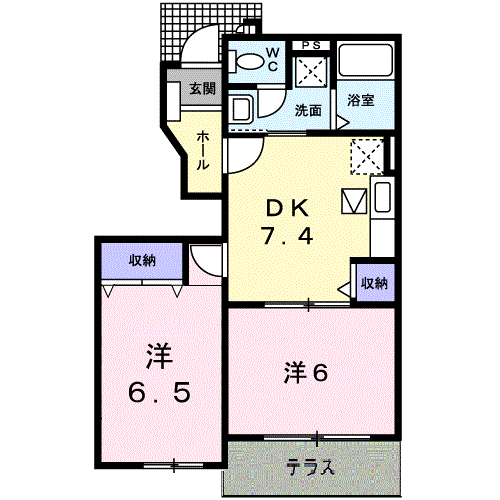 マニクールN(2DK/1階)の間取り写真