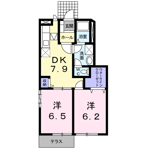 パークサウス久原(2DK/1階)の間取り写真