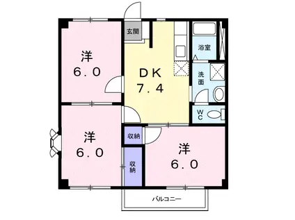 ロイヤルハイツ12(3DK/2階)の間取り写真