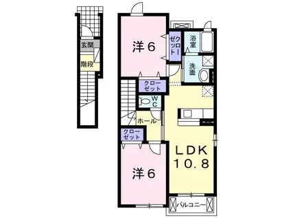 シャノワール(2LDK/2階)の間取り写真