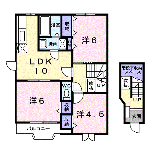 ラ・メールYAKUMARU2(3LDK/2階)の間取り写真