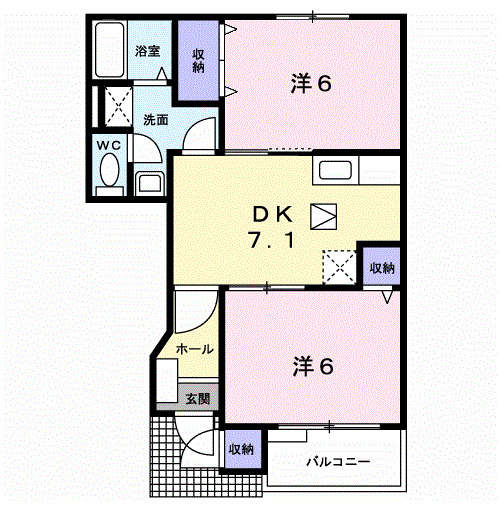 ビップハイツM-Ⅰ(2DK/1階)の間取り写真