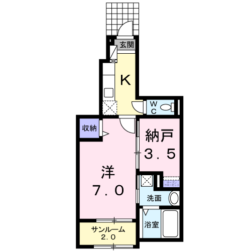 バーチェ志村(1K/1階)の間取り写真