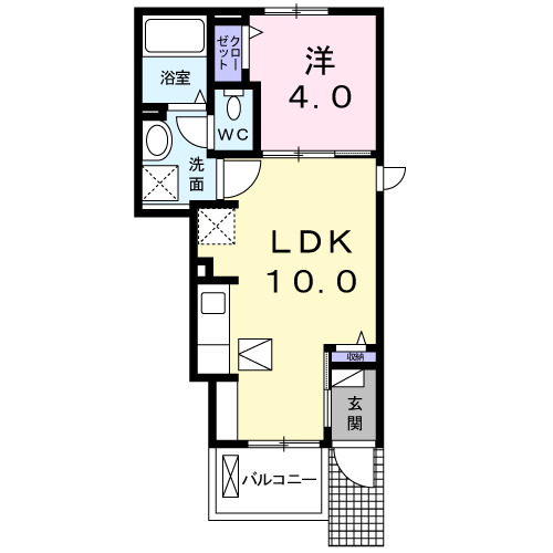 ジュネス ヴィラ N(1LDK/1階)の間取り写真