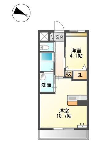 ベルモンターニュ(1LDK/4階)の間取り写真