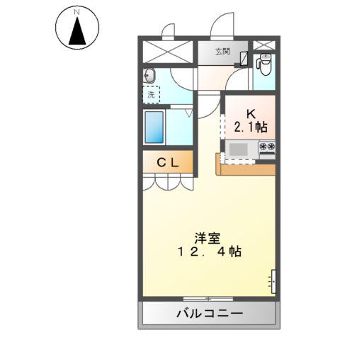 ルーラルⅡ(1K/1階)の間取り写真