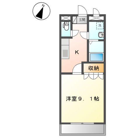 アンド・ユー大道(1K/2階)の間取り写真