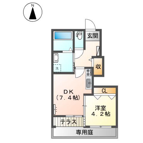 エムズ サンティエ(1DK/1階)の間取り写真